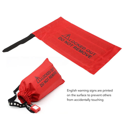 38mm Shackle Safety Padlock Lockout Tagout Lock With PVC Bag For Industrial Electrical Equipment LOTO Lock, red bag showing warning text