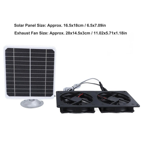 Solar Powered Dual Exhaust Fan Kit With Bracket For Chicken Coops And Small Greenhouses Sheds Pet Houses Window Exhaust 20W Solar Panel Cooling System