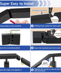Two Pack 180 Degree Adjustable Vertical Pivot Connector For 2.36 In W By 1.18 In H Aluminum Black Weatherproof Handrail Deck Railing Rectangular Flat Handrail Accessories For DIY Outdoor Stair Screws Included Black, installation steps