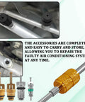 17 Piece Air Conditioning Valve Core Kit With Valve Cores And Accessories For R12 R134a Sealing Covers, kit components displayed