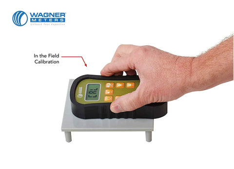 Pinless Wood Moisture Meter With Dual Depth Readings, Non-Damaging Sensor, On-Site Calibration, Pro-Grade Lumber Moisture Measurement For Woodworking, Construction, And DIY Projects on calibration block