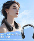 Wearable Neck Fan With Support And 5 Speeds Ultra Lightweight Personal Cooler Blows Cold Air Rechargeable USB C All Day Comfort.