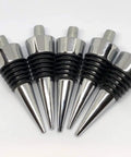 Sturdy Chrome Cone Bottle Stopper Kit For Wood Turning Lathes 20 Pack featuring five chrome stoppers with silicone seals.