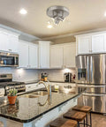 Three Light Semi Flush Mount LED Ceiling Light With Directional Heads, Dimmable 4000K 15W, in kitchen setting