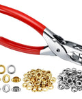 DIY Grommet Eyelet Pliers Kit With 300 Metal Eyelets For Belts Shoes Clothes And Leather Projects - 1 Quarter Inch Punch Tool Set, Easy To Use