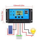 Two Pack 30A Solar Charge Controller For 12V/24V Systems With LCD, USB ports, and wiring diagram for solar setup