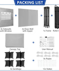 Packing list of Beefed Up 10x20 Pop Up Canopy Tent With Six Sidewalls And Thickened Frame For Outdoor Weddings And Parties, Easy Up Event Shelter, All Season Waterproof And Windproof, Includes Stakes, Sandbags, Ropes And Roller Bag, White.