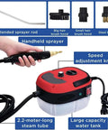Heavy Duty 2500W Handheld Steam Cleaner For Kitchens And Floors High Temp Pressurized Hot Vapor Machine parts, showing sprayer and accessories.