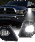 2Pcs LED Side Mirror Puddle Light Lamps Assembly For Dodge Ram 1500 2500 3500 4500 5500 Tow Mirrors 6000K Diamond White
