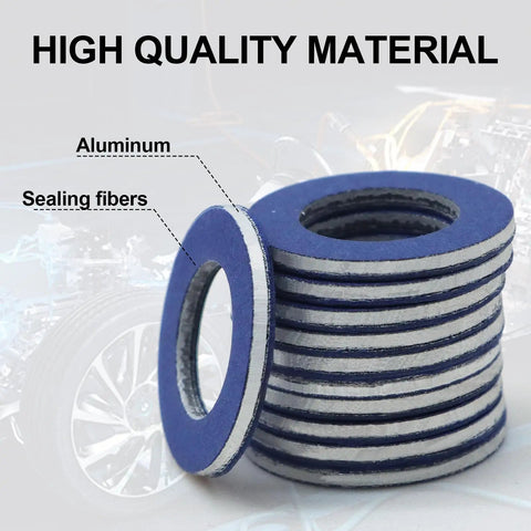 12 Pack Aluminum Oil Drain Plug Gaskets For Oil Pan Seal Durable Asbestos Free Gasket Set With Tight Seal To Prevent Leaks Ideal For Cars And Trucks For Most Vehicles, aluminum and sealing fibers