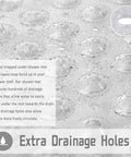 Close-up of Total Bath Upgrade Slick Non Slip Shower Mat with drainage holes, showing clear design and water flow features.