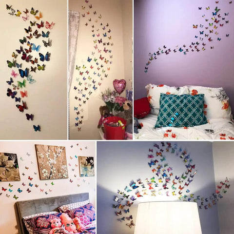 80 Piece Butterfly Wall Decal Set With 3D Wings For Bright Home And Nursery Decor Peel And Stick Stickers Featured in Bedrooms