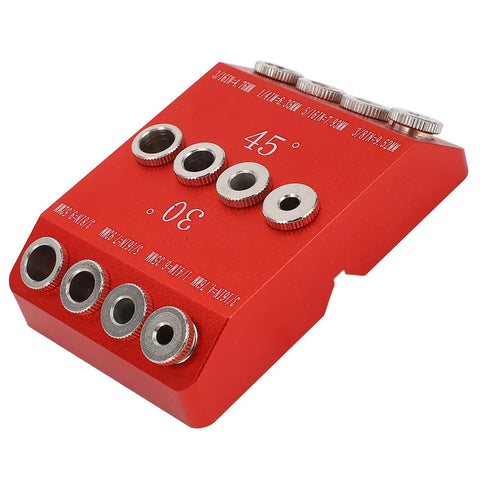 Heavy Duty Aluminum Pocket Hole Jig Drill Guide For Pro Woodworking Featuring Multi Angle Layouts At 30 45 And 90 Degrees with precision steel drill sleeves.