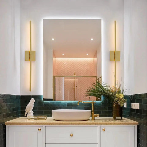 Gold 30 Inch Rotatable Modern Vanity Light With 5CCT LED, Dimmable Over Mirror Bathroom Wall Sconce, stylish bathroom setup
