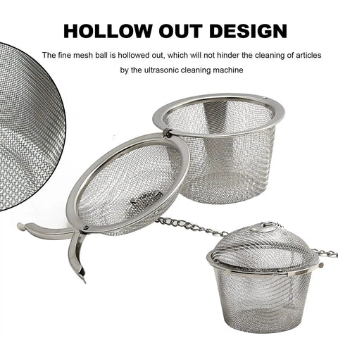 Heavy Duty 304 Stainless Steel Ultrasonic Cleaner Basket Set Slick Three Piece Jewelry And Small Parts Holder Kit with hollow mesh design.