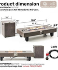 54 Inch Propane Fire Pit Table with Rain Cover for Outdoor Patio, 50000 BTU Gas Heater, Rectangular Wood Look Fire Pit, Steel Burner