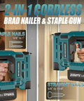 Cordless 18 Gauge Brad Nailer And Staple Gun Bundle With Battery And 1000 Piece Fastener Kit for 5/8 to 1 inch nails in woodworking.