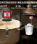 Digital Candy Thermometer With Pot Clip And Rotatable Display Long Probe For Candy Making And Deep Frying Cooking And Liquids