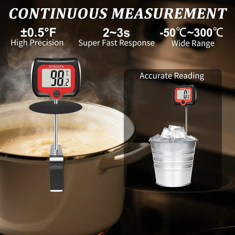 Digital Candy Thermometer With Pot Clip And Rotatable Display Long Probe For Candy Making And Deep Frying Cooking And Liquids