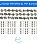 30 Pack 13x12mm Antique Bronze Mini Butt Hinges with screws for boxes and crafty DIY projects displayed in rows