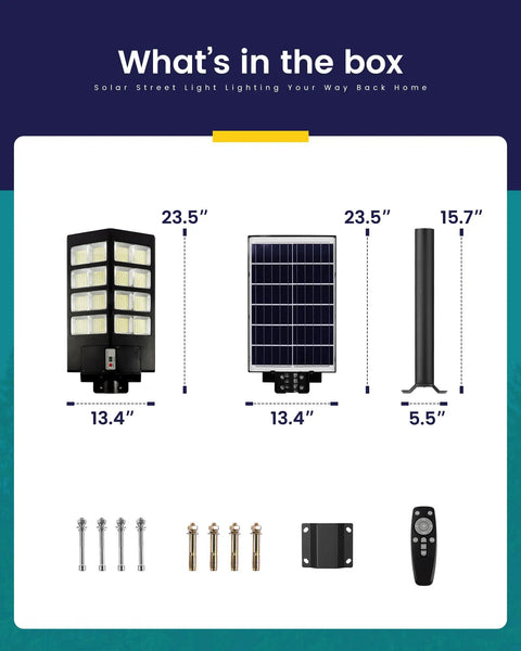 Super Bright 8000W LED Solar Street Light for Outdoor Security 800000LM components including solar panel and mounting pole