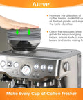 Silicone Bellow Replacement For Breville Barista Express And Compatible Espresso Machines Quick-Install Single Dose Hopper Upgrade Gray shown on espresso machine