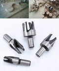 Heavy Duty High Carbon Steel Wood Plug Cutter Drill Bit Set with Rounded Shank for fixing knot holes in wood.