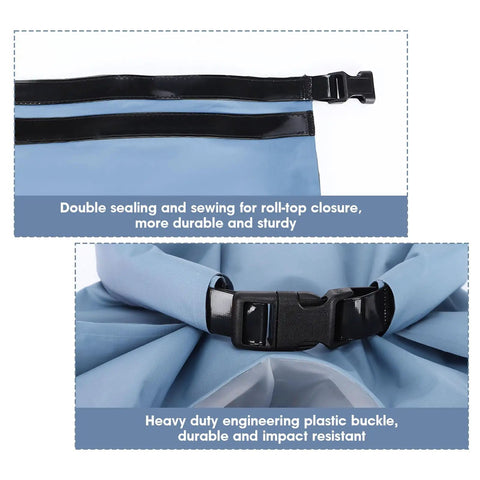 Compact Portable Washing Bag For Camping And Road Trips, Lightweight Manual Hand Wash Sack With Built In Scrub Sleeve, Ditch The Laundromat Hustle And Crush Stains Effortlessly On The Go, showing roll-top closure with buckle.