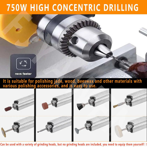 Powerful 750W Jewelry Bench Machine With Adjustable 800 To 10,000 RPM Speeds for high concentric drilling and polishing