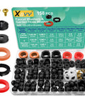 158 Piece Faucet Washer Kit And Garden Hose Gasket Set with assorted washers in compartmentalized plastic box and brass screws