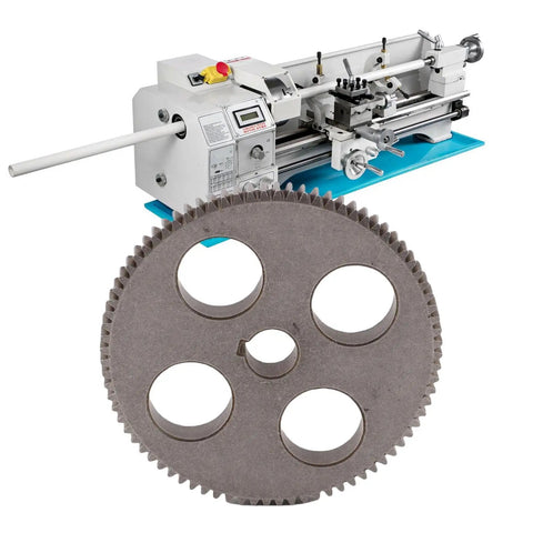 Built Like A Tank Steel Mini Lathe Spur Gear 80 Tooth with visible holes and teeth, compatible with various lathes.