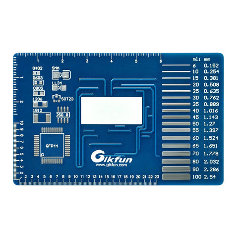 DIY SMD SMT Welding Practice Soldering Skill Training Board With Water Lamp Circuit Demonstration And Backside Ruler For Easy Component Measurement Pro Grade Soldering Kit For Electronics Nerds And Hobbyists 3 To 12V, front view with ruler scale.
