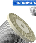 Spool of 1/8 Inch Stainless Steel Cable 200 Feet T316 Aircraft Wire Rope For Deck Railing And Handrail, 7x7 Construction