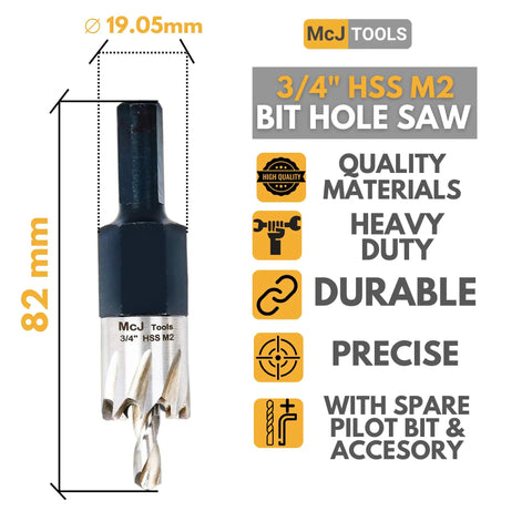 Three Quarter Inch HSS M2 Drill Bit Hole Saw Set For Metal And Alloys With High Precision Cut Under 0.1mm Heavy Duty
