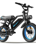 Dope Fat Tire Electric Mountain Bike With 800W Peak Motor 20 MPH Top Speed Removable Battery Front Fork Suspension 16 Inch Teens Ebike Wider Seat For All Day Comfort Up To 35 Mile Range For Leisure Riding And Commuting, black fat tire ebike front view