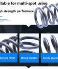 Close-up of Ten Pieces Carbon Steel Coil Springs Set For DIY Projects And Repairs, showing surface finish and durability.