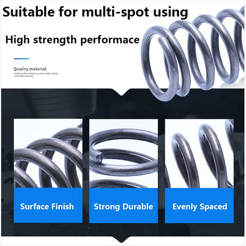 Close-up of Ten Pieces Carbon Steel Coil Springs Set For DIY Projects And Repairs, showing surface finish and durability.