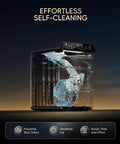 Top Shelf Nugget Ice Maker Countertop Unit Cranks Out 44 Pounds Daily With Seamless App Control And A Sleek Smart Full Color Panel. Self-cleaning feature shown with water streams.