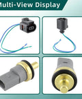 Premium Grade Engine Coolant Temp Sensor Replacement OEM 06A919501 with wiring connector and metal base for Audi VW Porsche