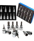 3/8 Inch Heavy Duty Hex Bit Socket Set With Star Shaped Allen Keys For Impact Drills Sturdy Metric Tools Kit to Crush Rusted Bolts Easy, chrome bits