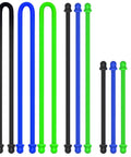 Silicone Cable Tie Set For Easy Cord Organization Including 4 Inch, 6 Inch, And 12 Inch Ties In Black Blue And Green