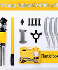 Heavy Duty Shop Beast 20 Ton Hydraulic Gear Puller Kit with tools in plastic box, featuring quick change jaws and accessories.