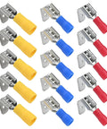 Super Cool Piggyback Spade Connectors For Quick 1 To 2 Wire Splits Easy Heat Shrink Terminals Waterproof Adhesive Line Fit 22 To 10 AWG Perfect For Cars Boats And Bikes No Solder Needed Reliable Electrical Repair Kit, assorted red blue yellow