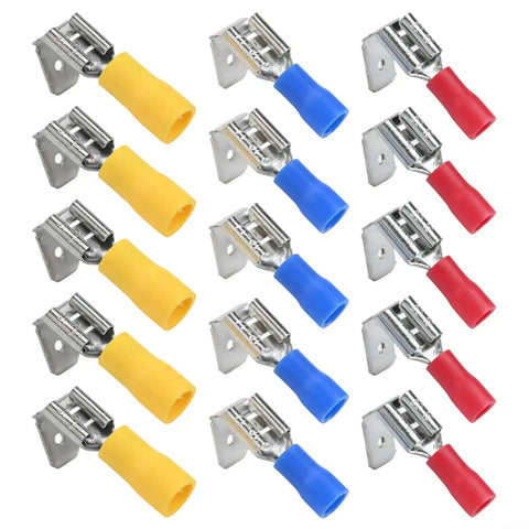 Super Cool Piggyback Spade Connectors For Quick 1 To 2 Wire Splits Easy Heat Shrink Terminals Waterproof Adhesive Line Fit 22 To 10 AWG Perfect For Cars Boats And Bikes No Solder Needed Reliable Electrical Repair Kit, assorted red blue yellow