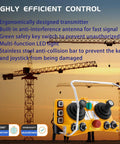 12V Wireless Crane Remote With Dual Joystick, 5 Speed Rockers, 6 Buttons, 4 Toggle Switches, Emergency Stop Button