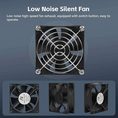 Low noise 4500 RPM fan from Smoke Exhaust Kit For Laser Engraver And 3D Printer Enclosure With Vent Pipe.