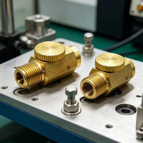 Pro Grade Pneumatic Speed Regulator With Dual Quarter Inch Threads For Industrial Equipment High Accuracy Air Regulator External 13mm And Internal 12mm Interfaces Built For 12mm To 40mm Tools In A Compact Portable Setup, brass body