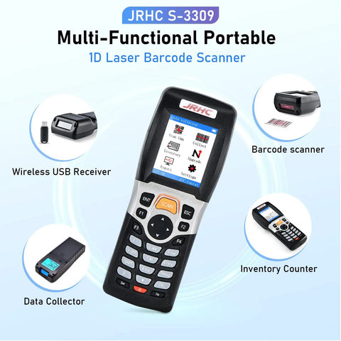 All In One Wireless Barcode Scanner And Inventory Collector With USB Connection Portable Data Terminal 1D PDT 2.2 Inch TFT Color LCD Screen displayed with wireless USB and data collector features