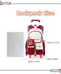 Color Blocking Rolling Backpack For Girls With Wheels Kawaii Trolley Bag For Primary Students Large Capacity School Backpack Size