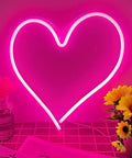 Pink Heart Neon Sign LED Light Up Wall Decor For Bedroom And Valentines Day Romance, Dimmable USB Powered Love Heart Light, 13.4 X 13 Inch